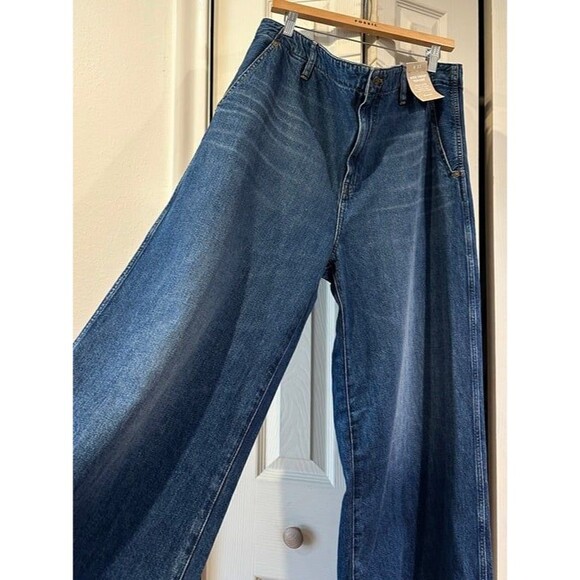 NWT Madewell Wide Sweep Denim Trouser Jeans Super Wide Leg Poplaski Wash 33 - Picture 6 of 12